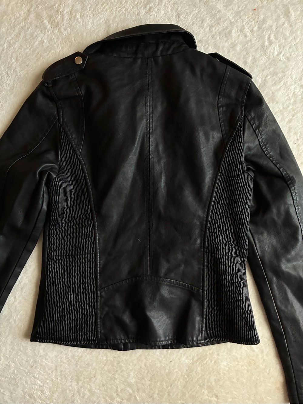 Black Leather Asymmetric Moto Jacket - Women's - Picture 2 of 3
